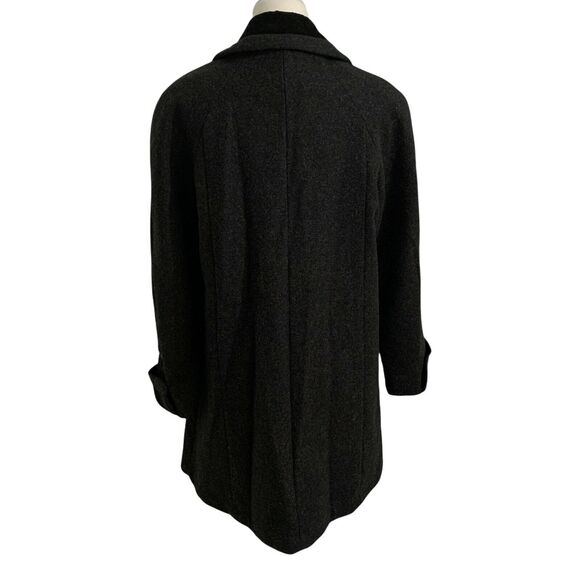 JP 1893 Missy PeaCoat Size 8 Womens Black Wool Collared Button Front Velvet Trim - Picture 2 of 12